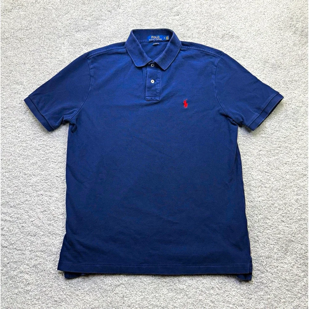 Polo Ralph Lauren Men Classic Fit Navy Blue Short Sleeve Polo Shirt Size M